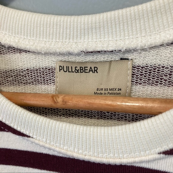 Urban Outfitters Maroon Stripe Cropped Sweatshirt Pull&Bear BNWT - Picture 5 of 11